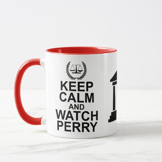 Behalten Sie ruhiger und Uhr-Perry-legaler Spaß Tasse (Links)