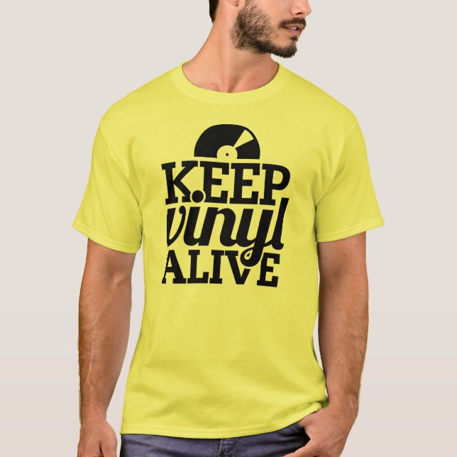 Behalten Sie Vinyllebendigen T - Shirt - Gelb (Vorderseite)