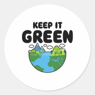 Behalten Umweltbewusstsein auf dem Green Earth Day Runder Aufkleber