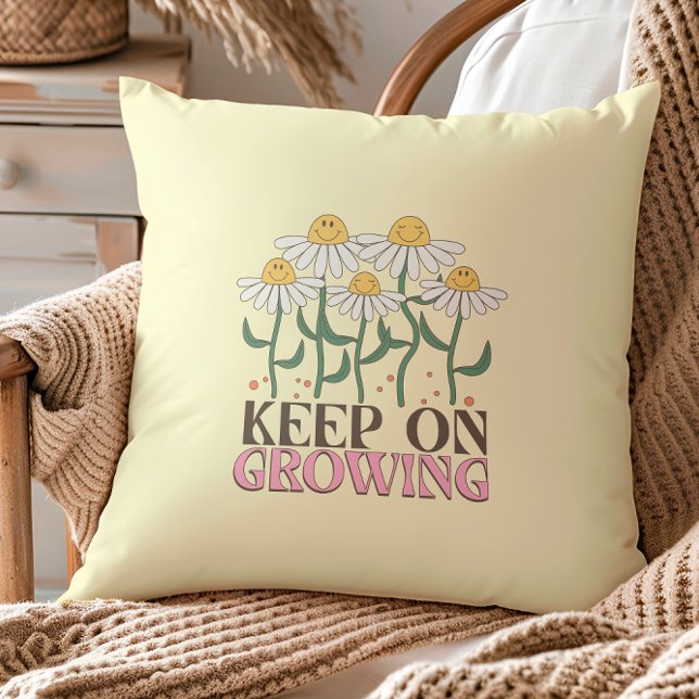 Behaltend auf wachsender positiver Quotes Retro-Bl Kissen (Von Creator hochgeladen)