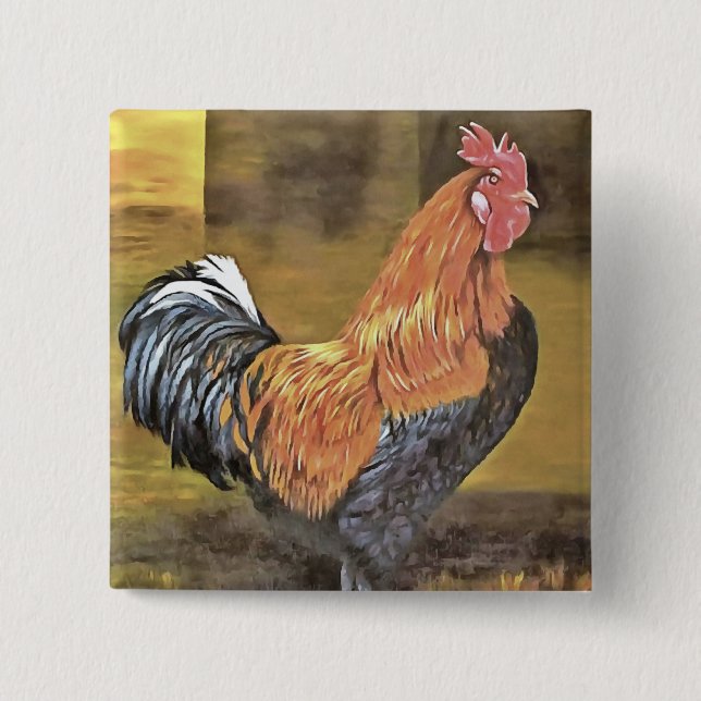 Behaltend Hühner auf dem Bauernhof Kunst Button (Vorderseite)