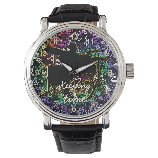 Behaltend Zeitdämpfer und Musiknoten beobachten Armbanduhr (Vorderseite)
