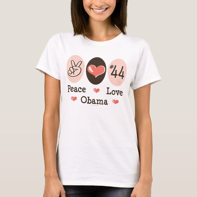 Behälter-Spitze FriedensLiebeObama 44 T-Shirt (Vorderseite)