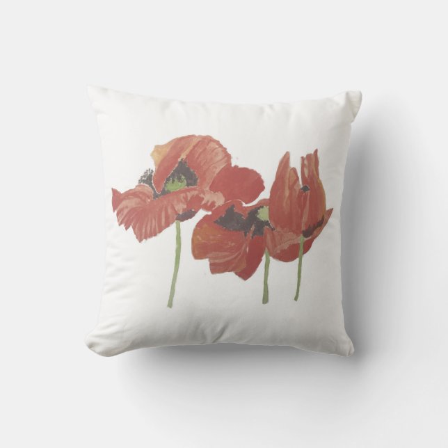 BEHANDELTE RED POPPY-BLUME STILISCH KISSEN (Vorderseite)