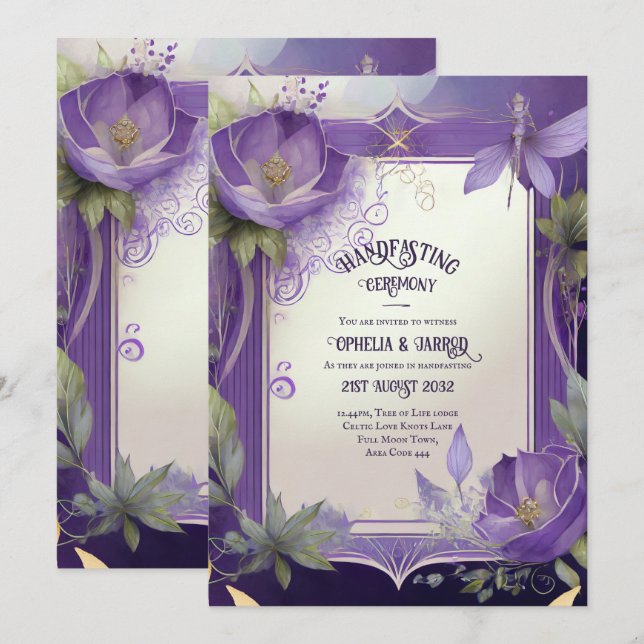 BEHANDLUNG VON ERSUCHUNGEN LILA GOLD ETHEREAL EINLADUNG (Vorne/Hinten)
