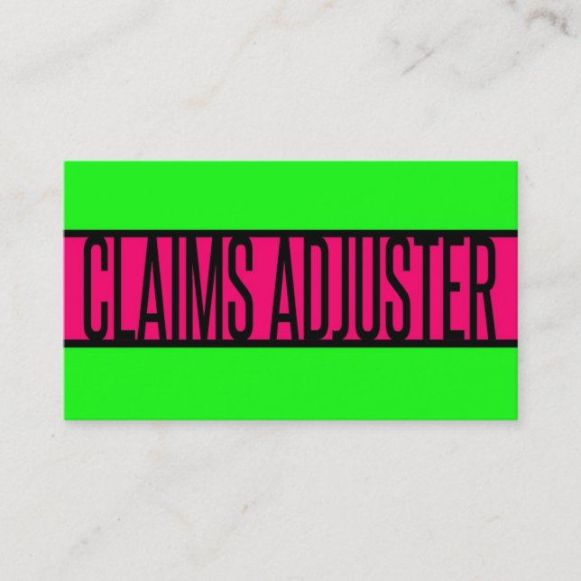 Behauptungen Adjuster Neon Green und Hot Pink Visitenkarte (Vorderseite)