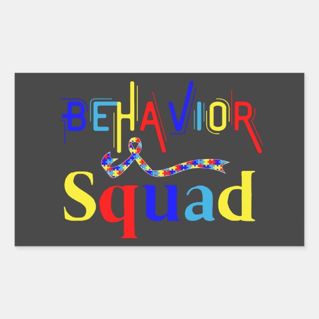 Behavior Squad April Autism Awarenes Behavior Tech Rechteckiger Aufkleber (Vorderseite)