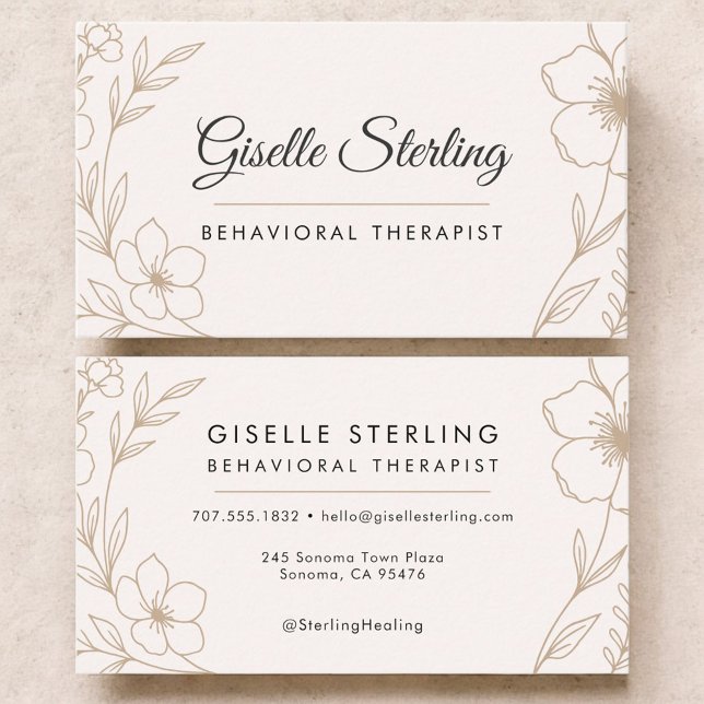 Behavioral Therapist Botanical Floral  Visitenkarte (Von Creator hochgeladen)