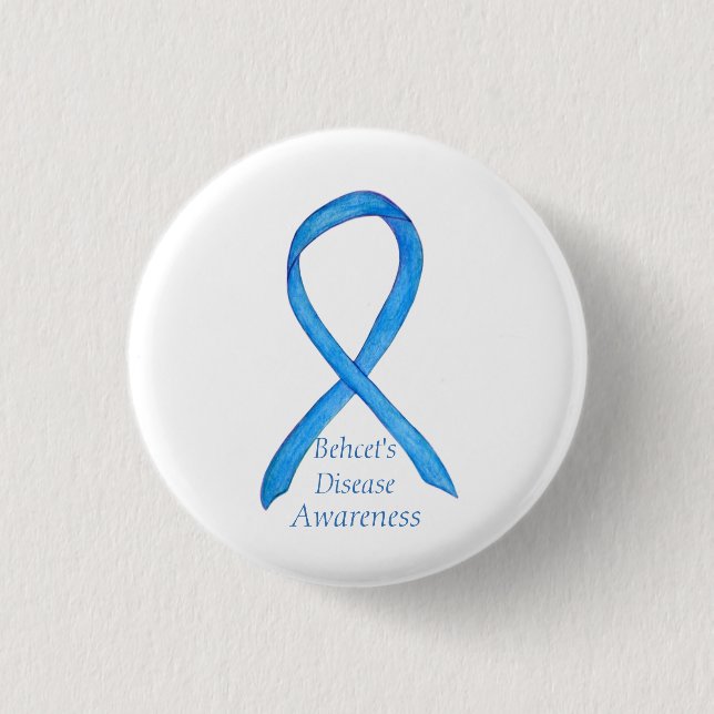 Behcet's Disease Awareness Custom Ribbon Art Butto Button (Vorderseite)