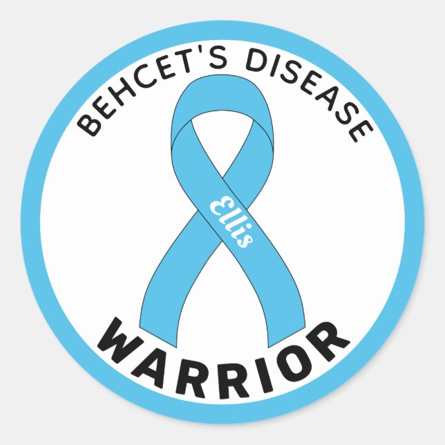 Behcet's Disease Warrior Ribbon White Runder Aufkleber (Vorderseite)