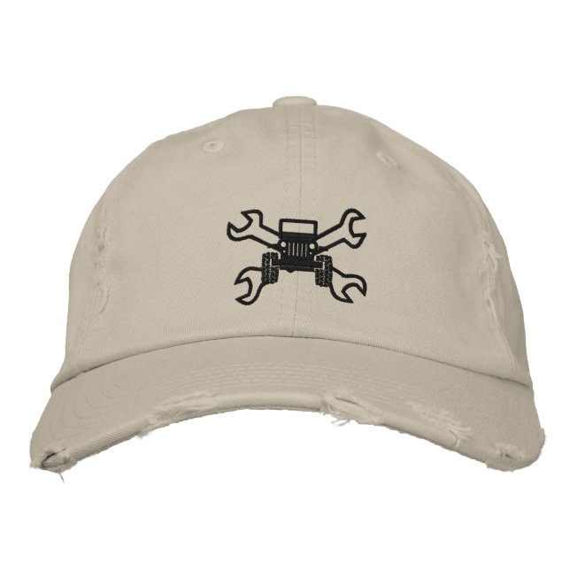 Beheben des Jeeps-Logos - gestörte Baseballkappe Bestickte Baseballkappe (Vorderseite)