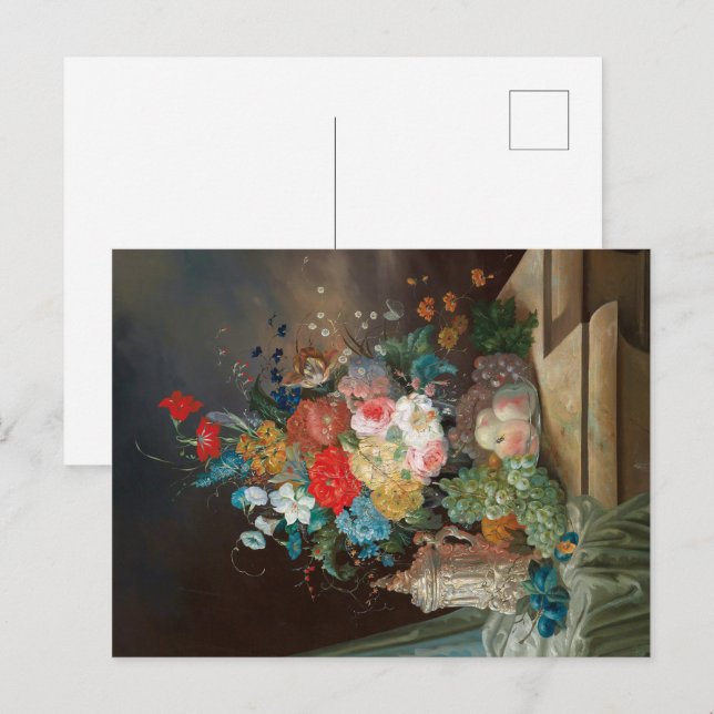Beherrschendes Stillleben: Blume & Fruchtkarte Postkarte (Vorne/Hinten)