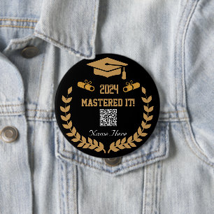 Beherrschte es! Personalisiert 2024 Abschluss QR Button