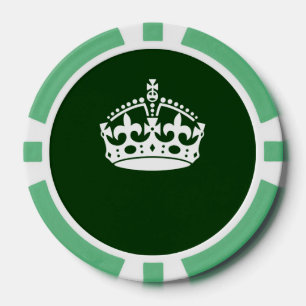 Behieltest einer ruhigen Krone in der waldgrünen D Pokerchips