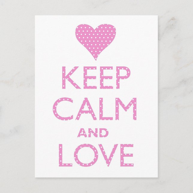 Behieltest Ruhe und Liebe Pink Polka Dots Postkart Postkarte (Vorderseite)