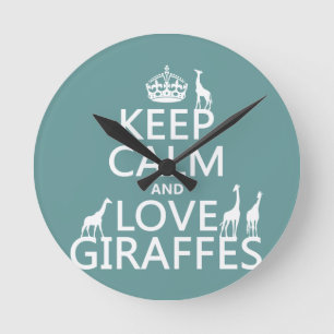 Behieltest von Liebe und Ruhe Giraffen (beliebig) Runde Wanduhr