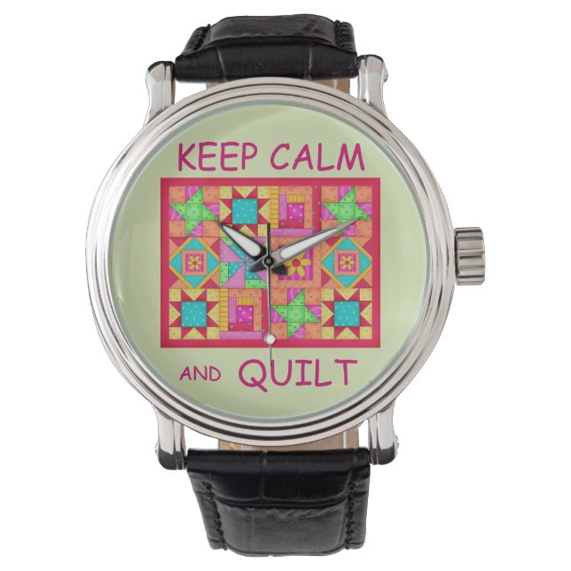 Behieltest von "Ruhe" und "Quilt Multi Block Patch Armbanduhr (Vorderseite)