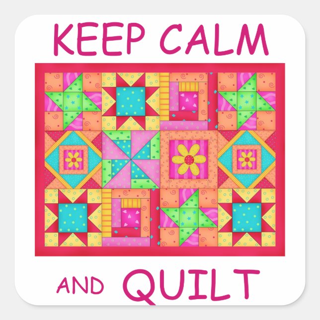 Behieltest von "Ruhe" und "Quilt Multi Block Patch Quadratischer Aufkleber (Vorderseite)
