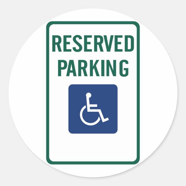 Behindertengerechtes Parkplatzzeichen Runder Aufkleber (Vorderseite)