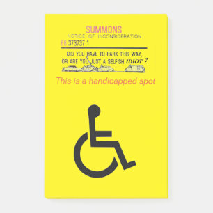 Behinderter Parkplatz Postleitzahl Post-it Klebezettel