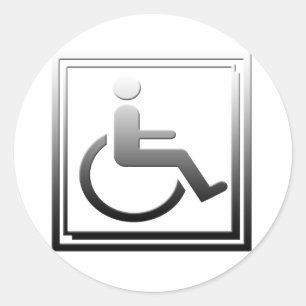 Behindertes stilvolles Symbol-Chrom-Silber Runder Aufkleber