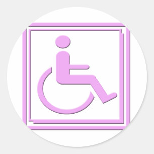 Behindertes stilvolles Symbol-Rosa Runder Aufkleber