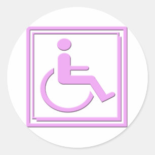 Behindertes stilvolles Symbol-Rosa Runder Aufkleber