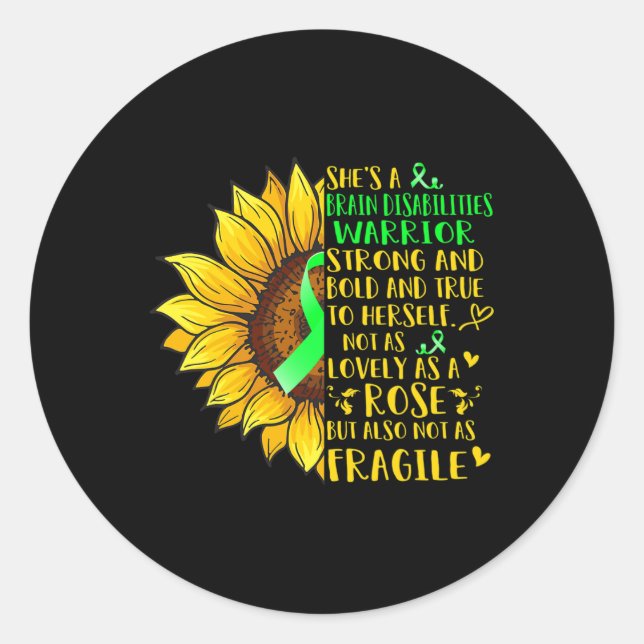 Behinderungen des Gehirns Krieger-Sonnenblumen-Beh Runder Aufkleber (Vorderseite)
