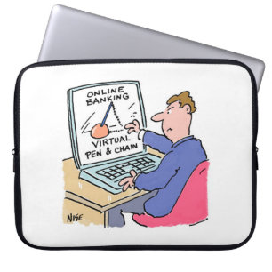 Bei Computer-Online-Banking lustige Cartoon Laptopschutzhülle