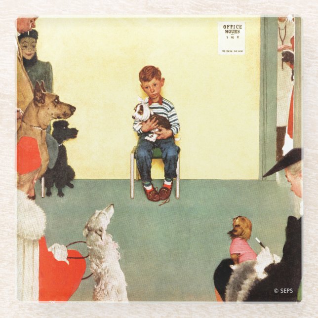 Bei den Vets von Norman Rockwell Glasuntersetzer (Vorderseite)