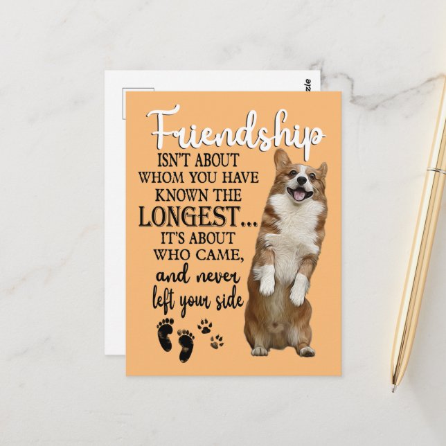 Bei der Freundschaft mit Corgi geht es nicht darum Postkarte (Vorderseite/Rückseite Beispiel)