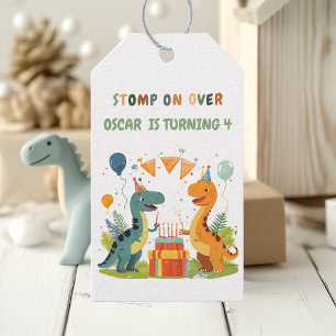 "Bei Dinosaurier zum Geburtstag anhalten Geschenkanhänger