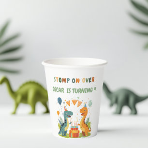"Bei Dinosaurier zum Geburtstag anhalten Pappbecher