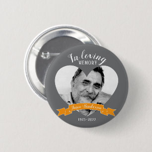 Bei liebenden Erinnerungen Foto Herzname Orange-Ta Button