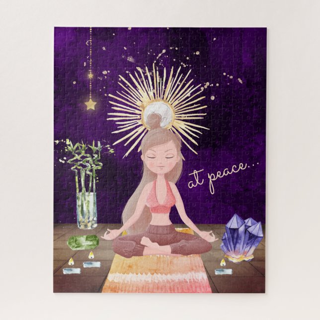 Bei Peace Meditating Yoga Girl and Crystals (Vertikal)