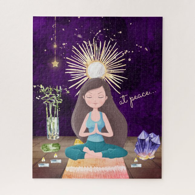 Bei Peace Meditating Yoga Girl and Crystals (Vertikal)