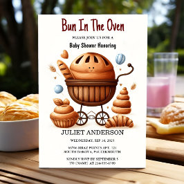 Bei Retro Boho Kuchen Bun in Oven Baby Dusche Einladung