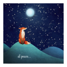 bei Ruhe ~ charmanter Fuchs unter Vollmond sitzen