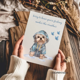 Bei schlechtem Wetter mit süßem Yorkie Blau Aquare Karte