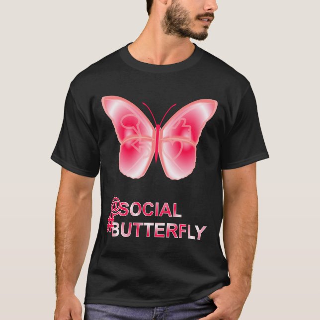 Bei Social Hashtag Butterfly T-Shirt (Vorderseite)