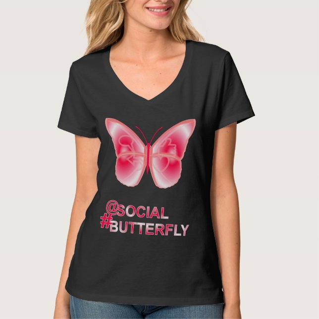 Bei Social Hashtag Butterfly T-Shirt (Vorderseite)