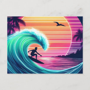 Bei Sonnenuntergang die Wave reiten Postkarte