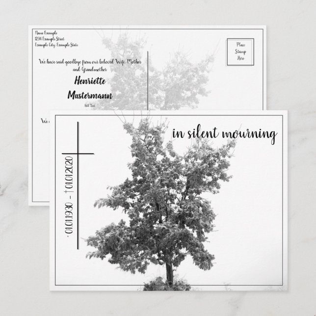 Bei stille Trauer - Baum auf der Wiese 2.0 Postkarte (Vorne/Hinten)
