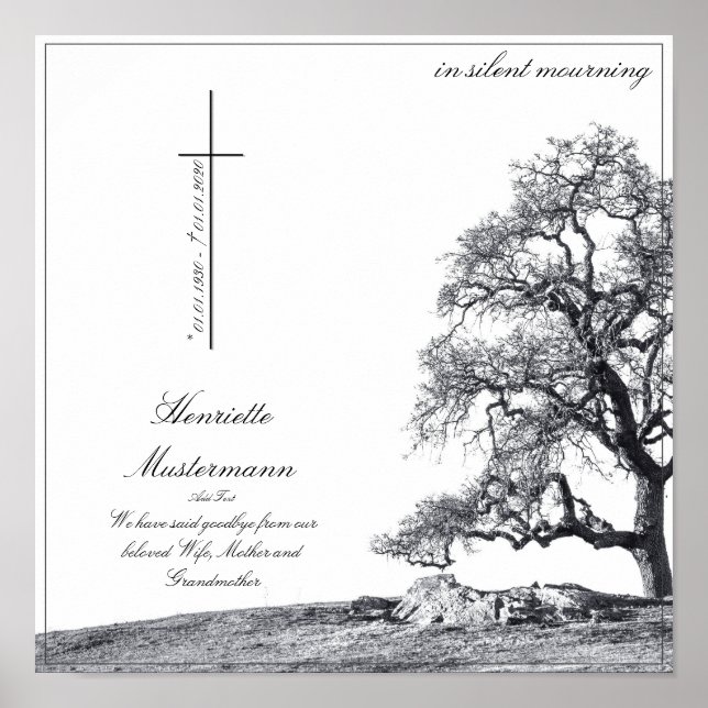 Bei stille Trauer - Baum auf der Wiese Poster (Vorne)