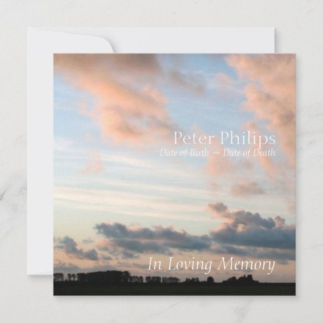 Bei Sunset 3 Friedlich Memorial Service Ankündigun Einladung (Vorderseite)