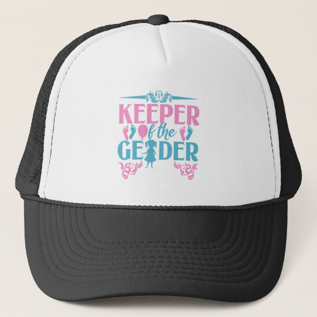 Beibehaltung der Gender Pink und Blue Gender Revea Truckerkappe (Vorderseite)