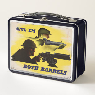 Beide Barrels, Militär und Industrie, Kriegsbemühu Metall Brotdose