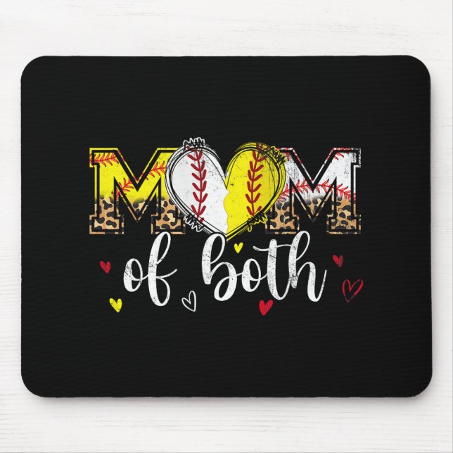 Beide Baseball Softball Herz Leopard Mütter Da Mousepad (Vorne)