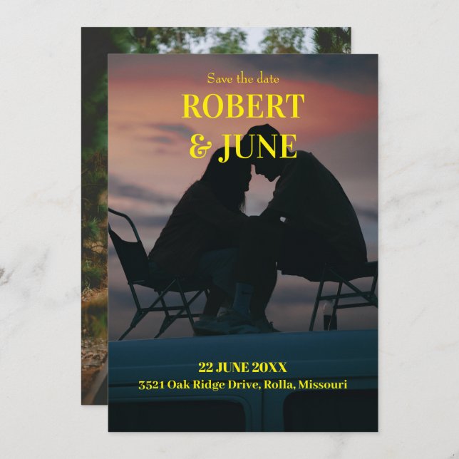 Beide Seiten voller Foto Save The Date (Vorne/Hinten)