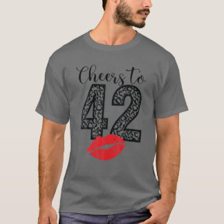 Beifall auf 42 Jahre Lippen Happy Birthday Leopard T-Shirt